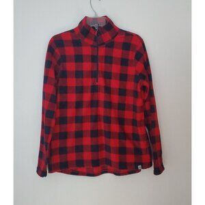 Avalanche Outdoor 1/4 Zip Pullover Sweater Red Black Checkered Soft Mens Large